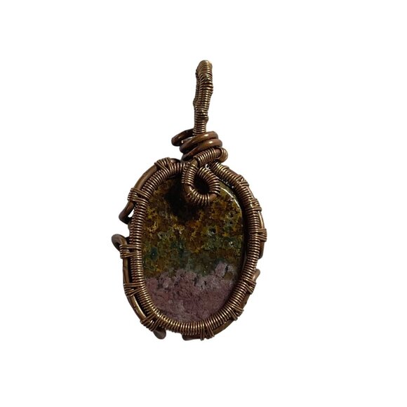 Wire Wrapped Copper Stone Pendant Necklace Charm Boho Jewelry Handmade u - Picture 3 of 4